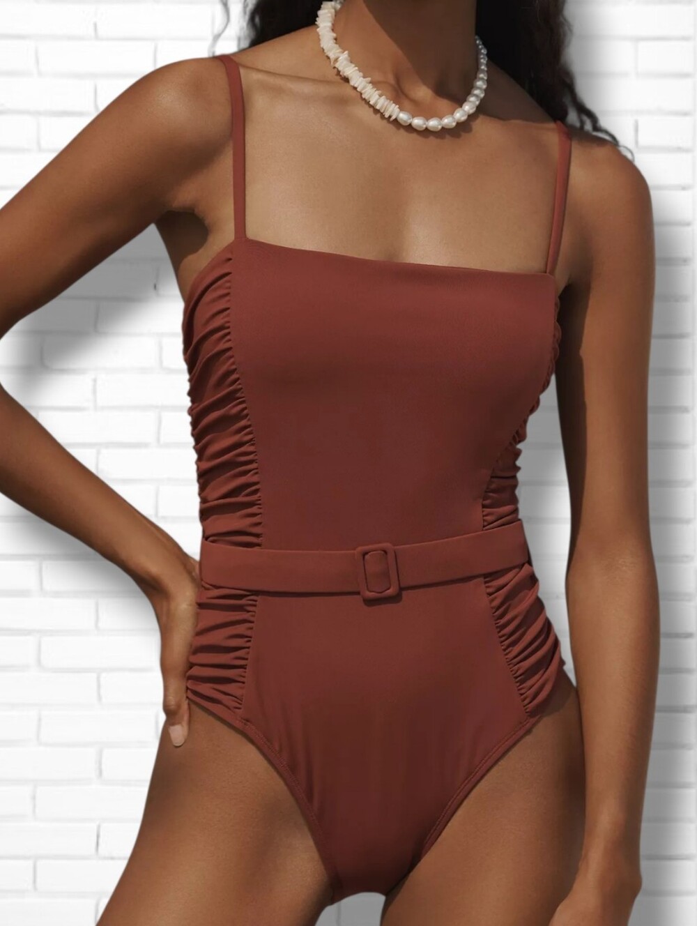 NEW! Hutch "Jenny" Brown One Piece Bathing Swim Suit Size M